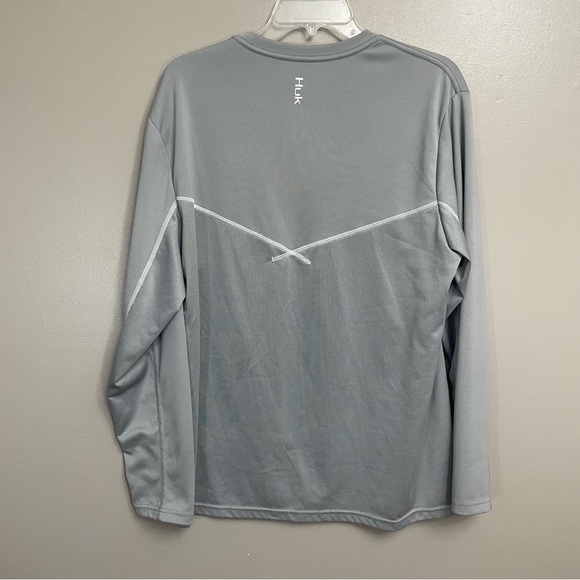 Men's Huk Icon X Long Sleeve Performance Shirt Chest Zipper Pocket Gray L - Picture 4 of 8